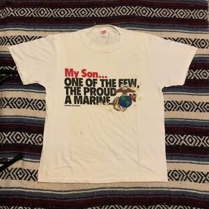 VTG 80s Soffe My son one of the fee the proud a marine military tshirt XL USA